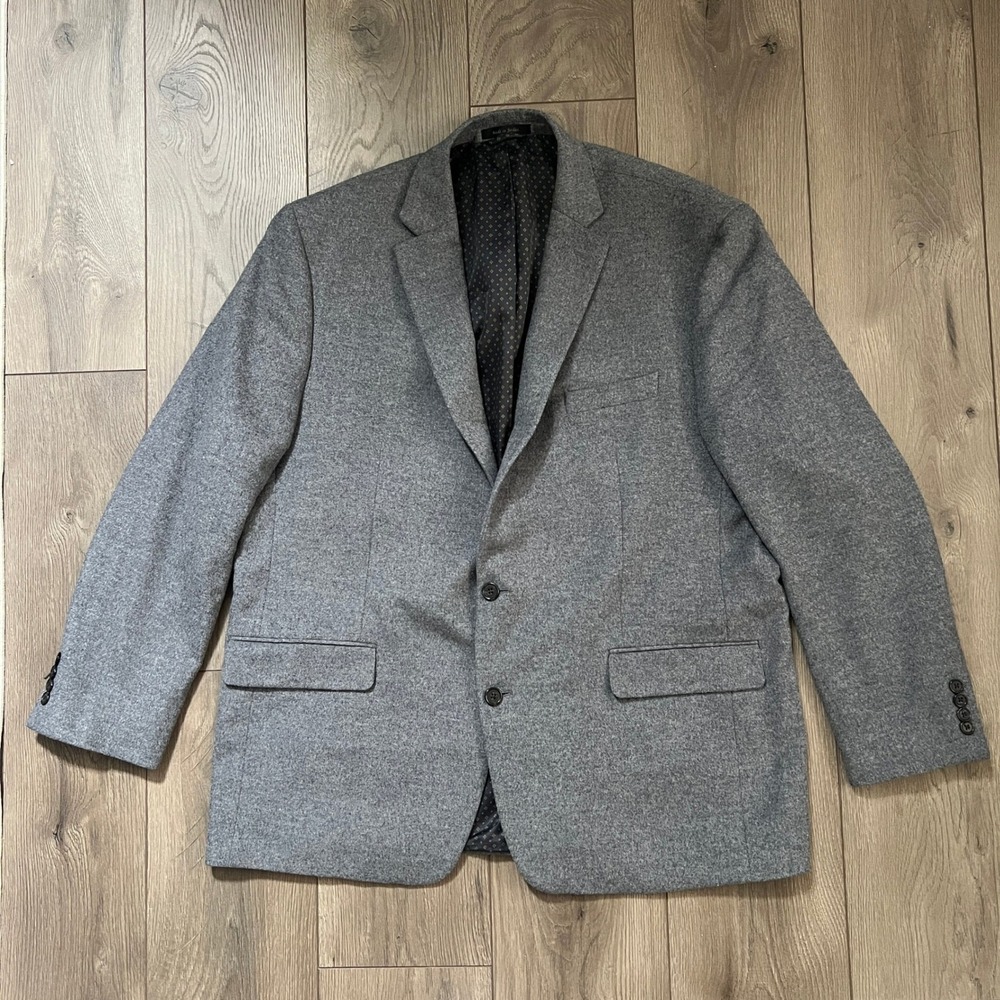 Lauren Ralph Lauren Mens Grey Wool Silk Cashmere Blazer Sport Coat 48L